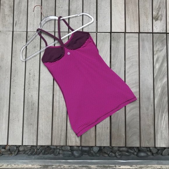 LULULEMON Pink Purple Striped Racer Back Tank Top - Picture 3 of 6